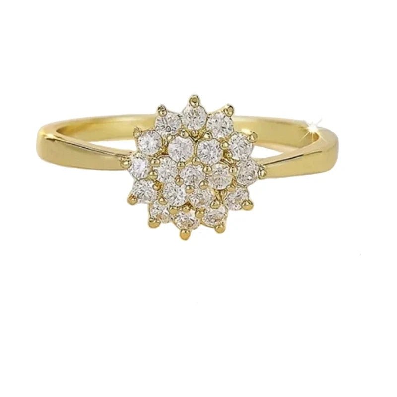 Women's Rings – Marisol Flower Cluster Ring, gold finish, white background