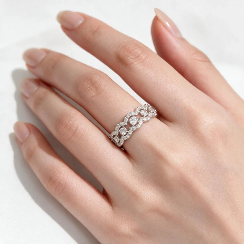 Women's Rings – Marlowe Lace Eternity Ring worn on hand