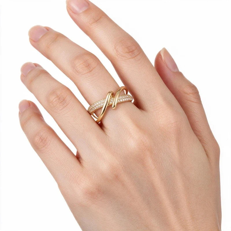 Women's Rings – Seraphina Open Crystal Ring worn on hand