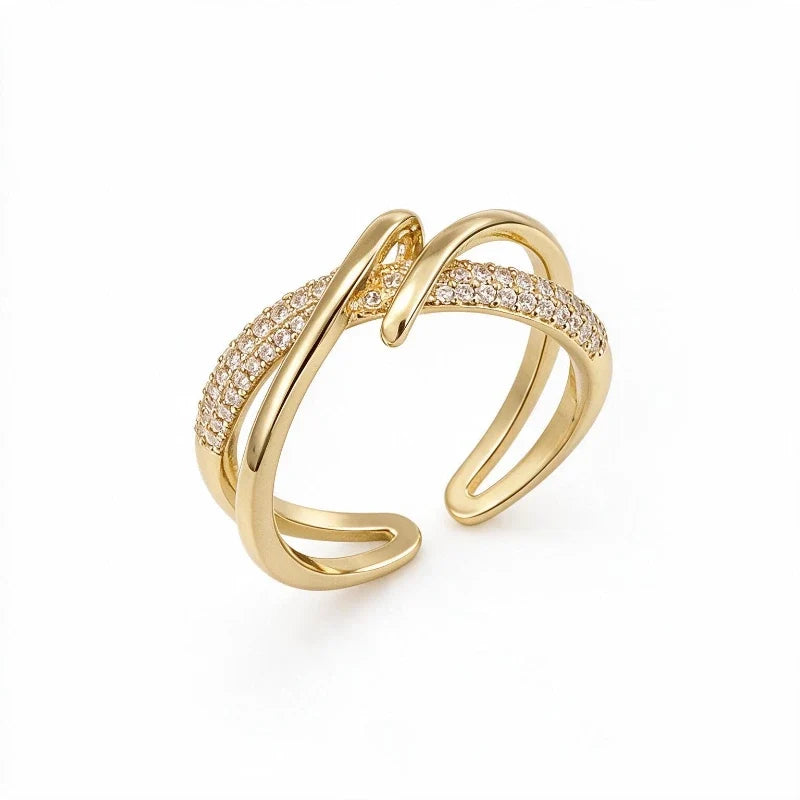 Women's Rings – Seraphina Open Crystal Ring in gold, open crystal design